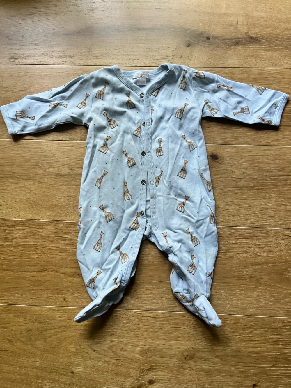 EUC Kissy Kissy X Sophie Le Giraffe Pima Cotton  Print Footie Sleeper